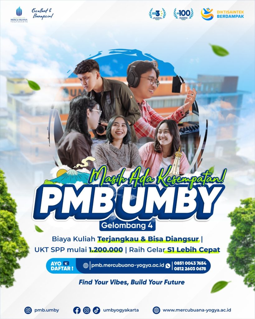 Penerimaan Mahasiswa baru program RPL di Universitas Mercu Buana Yogyakarta. Pendaftaran RPL UMBY Gelombang Terakhir 2025/2026.